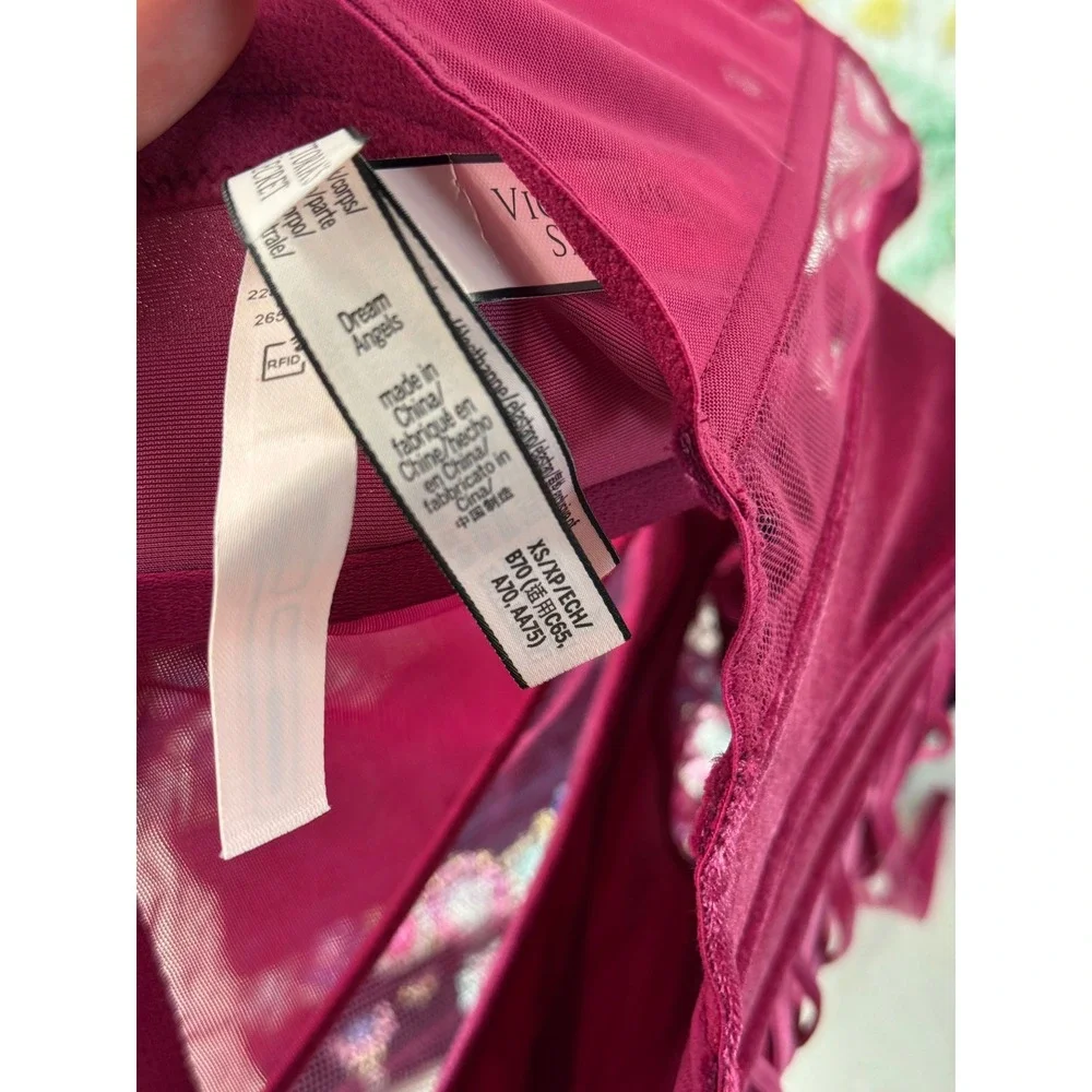 Victoria's‎ Secret Corset Bustier Top Set Floral Lace Up Burgundy Navy  xs - Picture 14 of 15